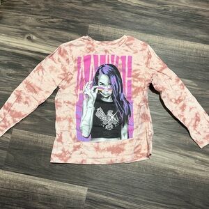 ⚡️2 for $10⚡️ Old Navy Pink Tie-Dye Aaliyah Graphic Long Sleeve Tee